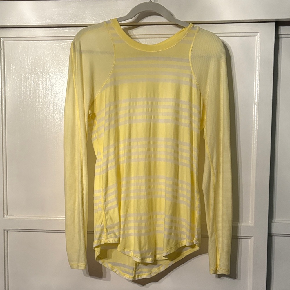 Spring Vibes with this Lululemon athletica Yellow Striped Long Sleeve Top